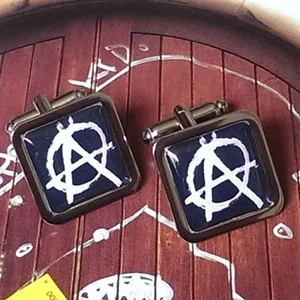 Unique! ANARCHY CUFFLINKS chrome ANARCHIST revolution PUNK designer FREEDOM cool - Picture 1 of 1