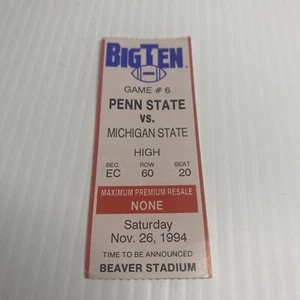 Big Ten Penn State / Michigan State Football Student Ticket Stub Nov. 26, 1994 - Picture 1 of 2
