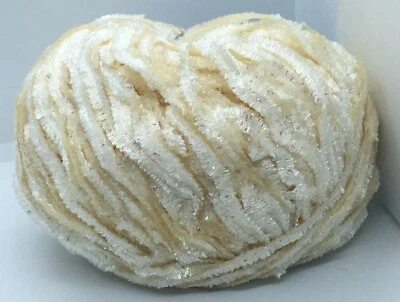 Ivory Iridescent Sparkle Yarn - Ice 67659 Chenille w/ Metallic Accent 50gr 60yds - Image 1 of 4