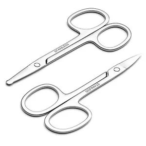 2Pack Stainless Steel Curved and Rounded Facial Hair Scissors for Nose Eyelashes - Picture 1 of 7