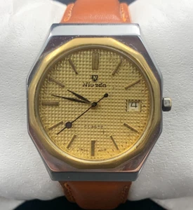 1970's Vintage Nivada Watch Date Men's 35mm Gents Rare Swiss Made Gold toned - Picture 1 of 20