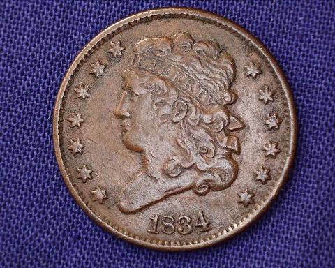 Nicely Detailed 1834 Classic Head Half Cent LOW 141,000 Mintage   #S159 Cover
