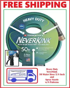 Garden Hose & Spray Gun Combo 5/8 in. Dia x 50 ft. Heavy Duty Never-Kink - Picture 1 of 7