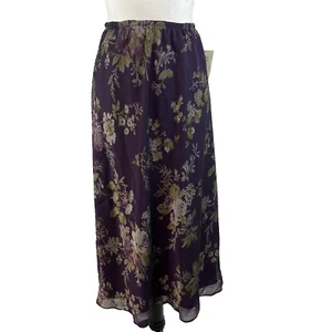 Falda R&M Richards Talla 12 Pequeña Púrpura Floral Midi Línea A Casa Núcleo Boda - Imagen 1 de 8