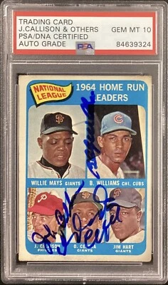 Billy Williams Signed 1965 Topps #4 Card J Callison O Cepeda PSA/DNA Auto Gem 10 - Image 1 of 2