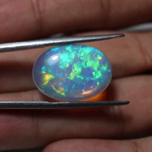 12.1 Ct 21.3x15.4 MM Natural AAA+ Multi Flashy Fire Ethiopian Opal Oval Cabochon - Picture 1 of 12