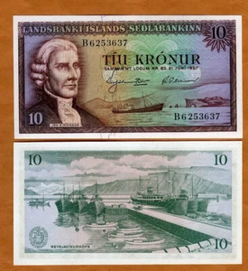 Island, 10 Kronen, L. 1957, P-38b, UNC - Bild 1 von 1