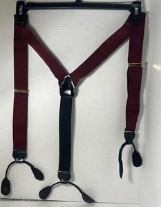 Burgundy  Silk Adjustable Suspenders Made In England - Picture 1 of 2