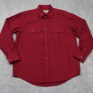 VTG Cabela's Deerskin Soft Chamois Shirt Men Large Red Cotton Shacket L/S Button - Picture 1 of 12