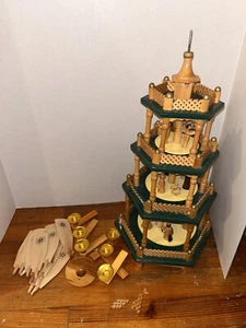 Vintage Christmas 4 Tier Wooden Nativity Candle Carousel *TLC* Repair - Picture 1 of 10