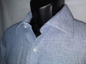 WILLS Classic Linen 15.25 Blue Striped long sleeve Shirt - Picture 1 of 8
