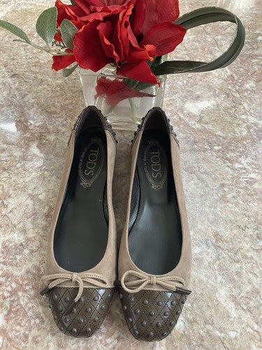 TOD’S Tod's Gommini punta di piedi balletto da donna in pelle scamosciata fiocco piatto 36 5 US 6 5 euc! $475
