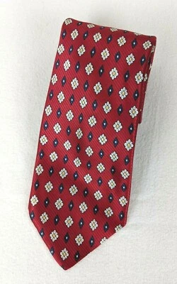 Corbata clásica de hombre de hoy roja floral y diamante 100 % seda hecha en Italia Foto 1 de 4