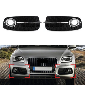 1 Pair Front Bumper Fog Light Grille Upgrade SQ5 Style Grill For AUDI Q5 2013-17 - Picture 1 of 11