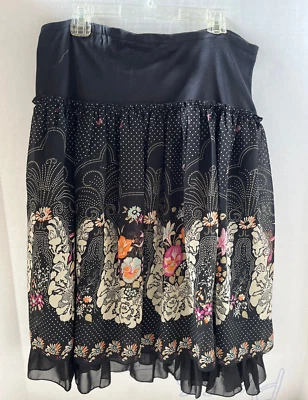 Falda Mix Nouveau Mujer Negra Floral 2 Capas Bohemia HippyFestival Foto 1 de 4