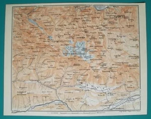 AUSTRIA Alps Hoher Dachstein Halstatt Mandling & Environs - 1931 BAEDEKER MAP - Picture 1 of 3