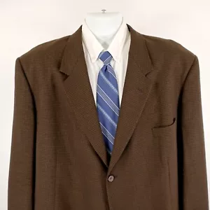 Pierre Cardin Tweed Texutured Wool Brown Green Black Check 48L 3 Button Blazer - Picture 1 of 12