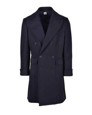 Abrigo Luigi Borrelli Napoli Clásico Doble Pecho Hombre Azul Foto 1 de 3