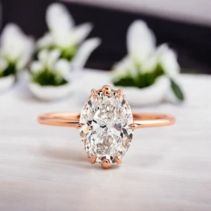 14K Rose Gold Ring IGI GIA Lab Grown Diamond Oval 1.20 Carat Engagement Band 5 6 - Picture 1 of 11