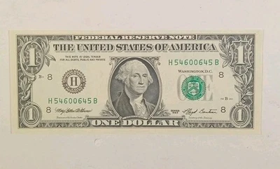 1993 $1 Radar Note UNC Dollar Bill H54600645B - Image 1 of 2