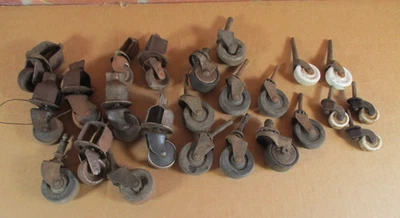 Mixed Lot of 24 Vintage Furniture Caster Porcelain Metal Rubber - Image 1 of 4