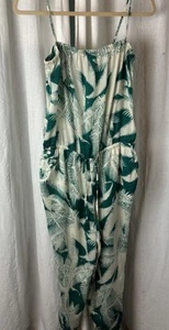 J Crew Factory  Drapey Jumpsuit Green White Tropical Forest Sz M Style F0853 - Picture 1 of 8