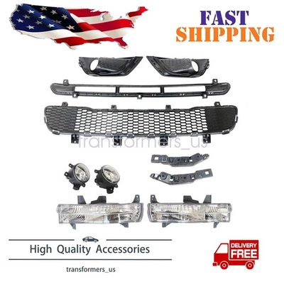 For Jeep Compass 2017-2021 Front Body Kits (12pcs) Fog Light Trims DRL Grille - Image 1 of 4