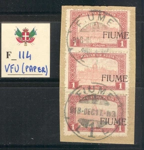 F_114. FIUME.  3 1 Korona 1918 stamp on paper fragment. Used. Sas 17. - Picture 1 of 1
