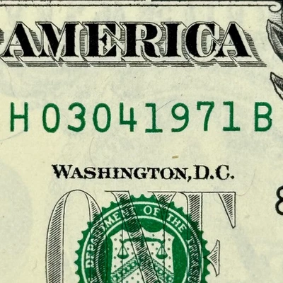 March 4th 1971 3rd April Dollar Bill Uncirculated Birthday Note $1 Fancy Serial - Image 1 of 4