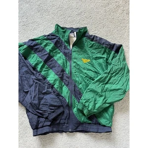 Chaqueta cortavientos vintage Reebok Track verde azul marino a rayas cremallera completa para hombre L - Imagen 1 de 7