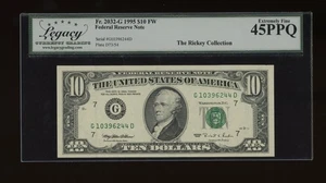 DBR 1995 $10 FRN Chicago Fr. 2032-G Legacy 45 PPQ Serial G10396244D - Picture 1 of 2