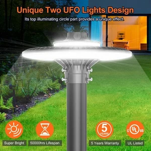 100W LED Post Top Light Dusk to Dawn Pole Fixture Pathway Garden Street Lighting - Picture 1 of 10
