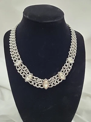 Hermoso Collar Gargantilla Doble Cadena Corte Marquesa Corte Cristal Swarovski y Rodio  Foto 1 de 4