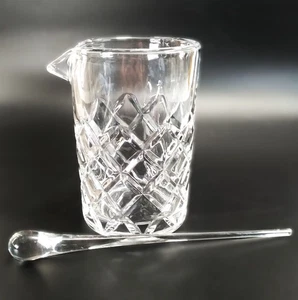 Diamond Cut Crystal Bar Cocktail Pitcher w 8" Glass Teardrop Mixing Stick 16 Oz - Picture 1 of 11