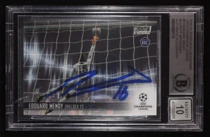 Edouard Mendy Signed 2020-21 Stadium Club Chrome UEFA Champions League #5 RC (BG - Foto 1 di 2