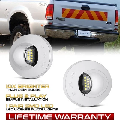 [BRIGHTEST] 99-16 Ford F-250 F-350 Superduty Chrome License Plate Light Lamp SET Foto 1 de 4