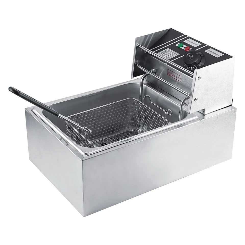 Commercial Electric Deep Fryer Fat Chip Stainless Steel Single Cylinder 2200w 6l