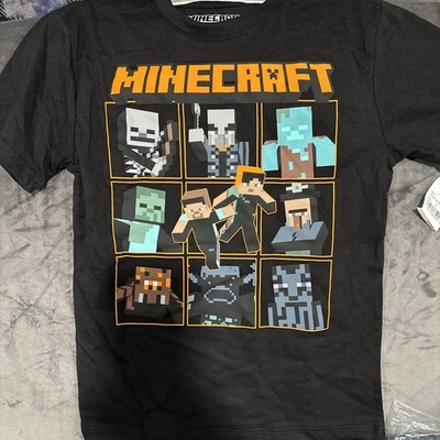 Boys Black & Orange Minecraft Halloween T-Shirt Tee Shirt Size Small (6-7) - Image 1 of 4