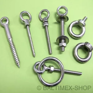 Edelstahl A4 Augbolzen Augschraube Ring Bolzen Zurröse Geländer Zaun Treppe V4A - Bild 1 von 8