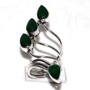 Green Onyx 925 Silver Plated Gemstone Handmade Ring US FreeSize Gift for Love s8