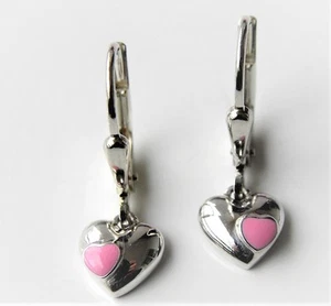Kinderschmuck 1 Paar Ohrringe Herz rosa 925 Silber rhodiniert - Bild 1 von 3