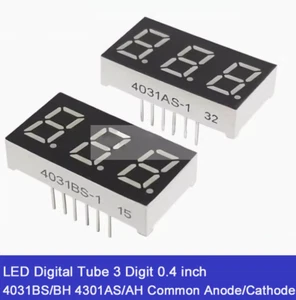 Tubo digital LED 3 dígitos 0,4 pulgadas 4031BS/BH 4301AS/AH ánodo común/cátodo rojo - Imagen 1 de 2