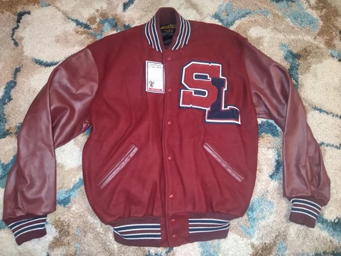 Vintage NWT Maroon SL Varsity Wool Jacket Letterman Size Large L Cover