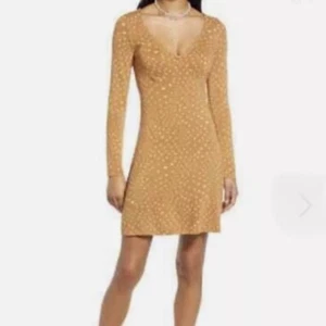 NWT BP Tan Polka Dot Long Sleeve V-Neck Sustainable Dress - Size: S - Picture 1 of 7