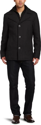 Chaqueta Kenneth Cole para hombre mezcla de lana talla L negra Foto 1 de 4