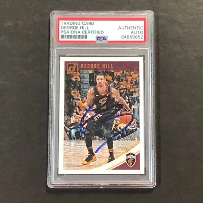 Tarjeta firmada por George Hill 2018-19 Panini Donruss #108 PSA/DNA Slabbed Cavaliers Foto 1 de 2