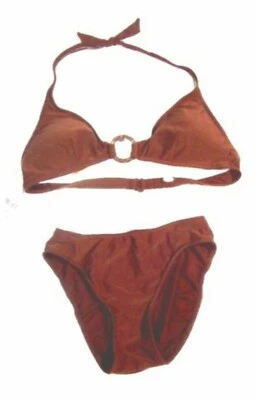 Traje de baño bikini halter anillo marrón atardeceres talla copa D superior e inferior XL NUEVO SIN ETIQUETAS Foto 1 de 3