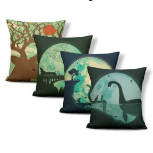 Abstract Cushion Cover Pillow Case Bat People Octopus Dinosaur Deer Cover Rocket - Picture 1 of 37