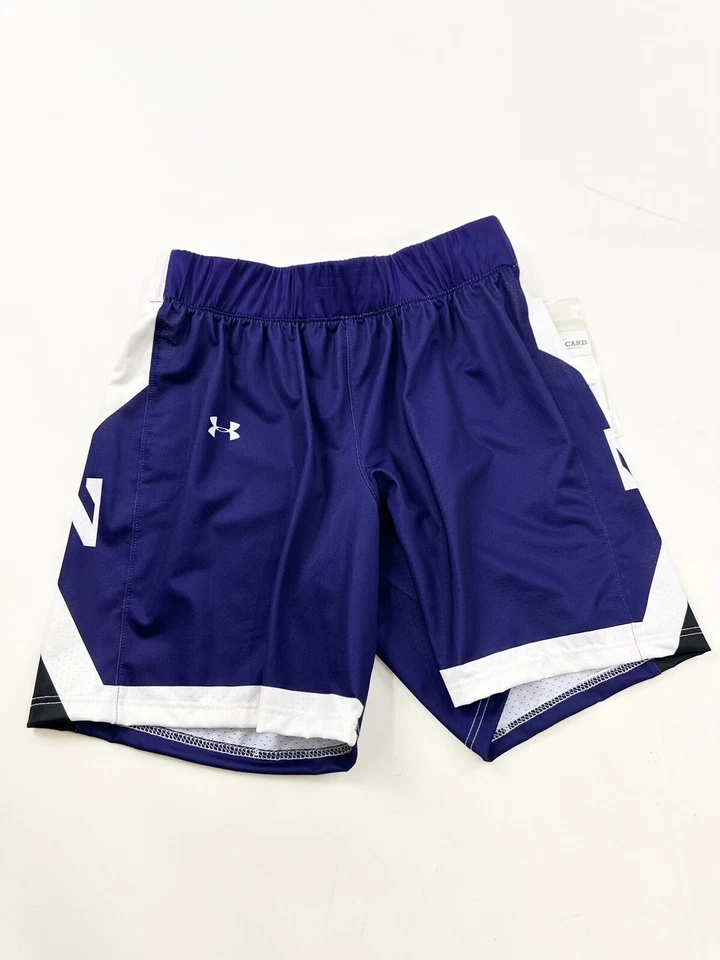 Shorts femininos Northwestern University pequeno S roxo basquete Under Armour - Imagem 1 de 4