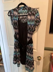 HS HEART SOUL 2 Pc. Dress / XL / Stretch 3” Belt / multicolored / USA - Picture 1 of 7
